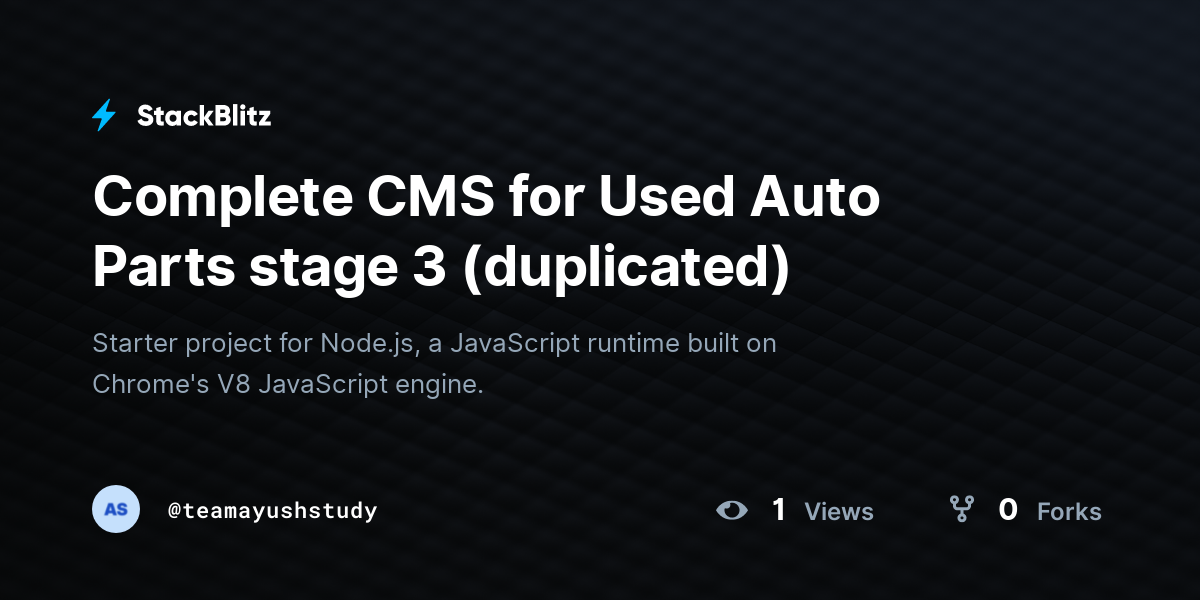 Complete CMS for Used Auto Parts stage 3 (duplicated) - StackBlitz