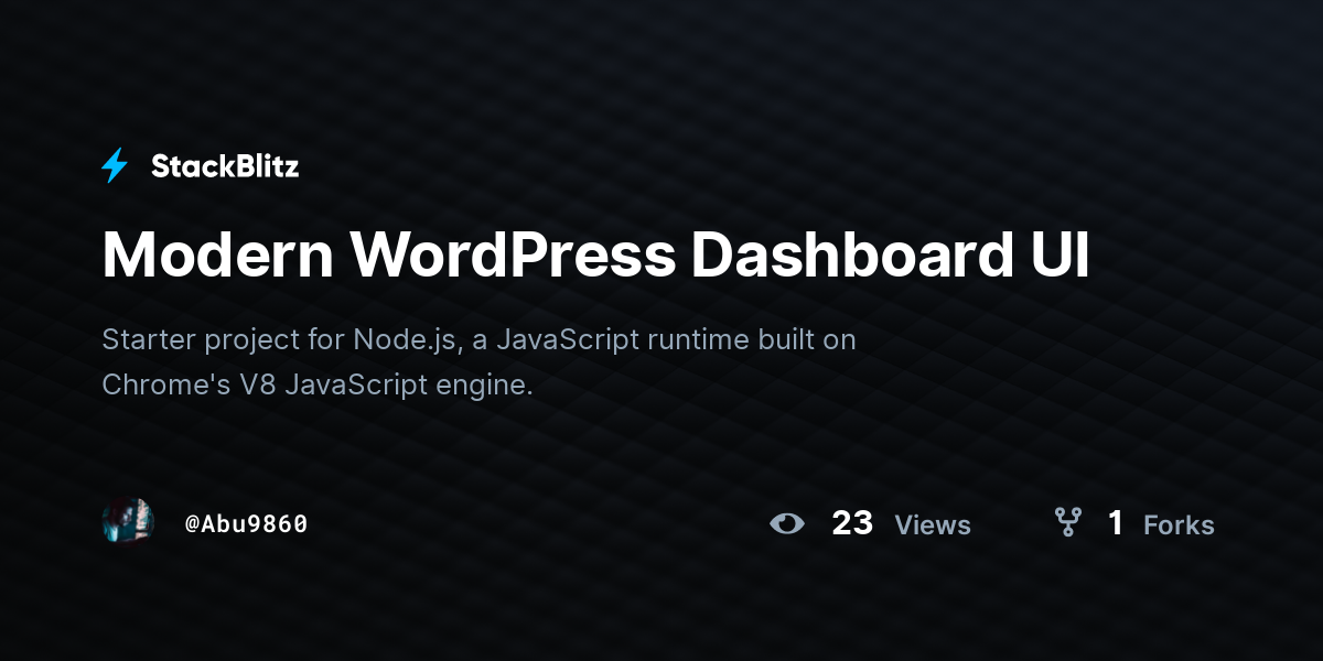 Modern WordPress Dashboard UI - StackBlitz