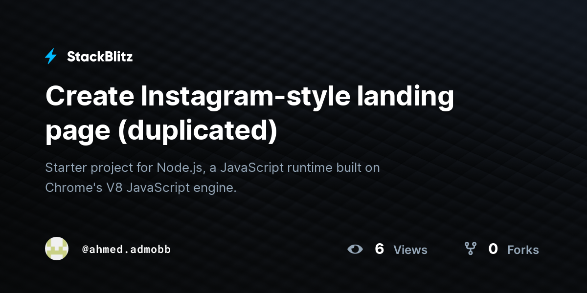 Create Instagram-style landing page (duplicated) - StackBlitz