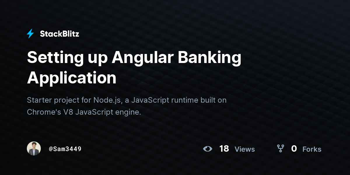 Setting up Angular Banking Application - StackBlitz