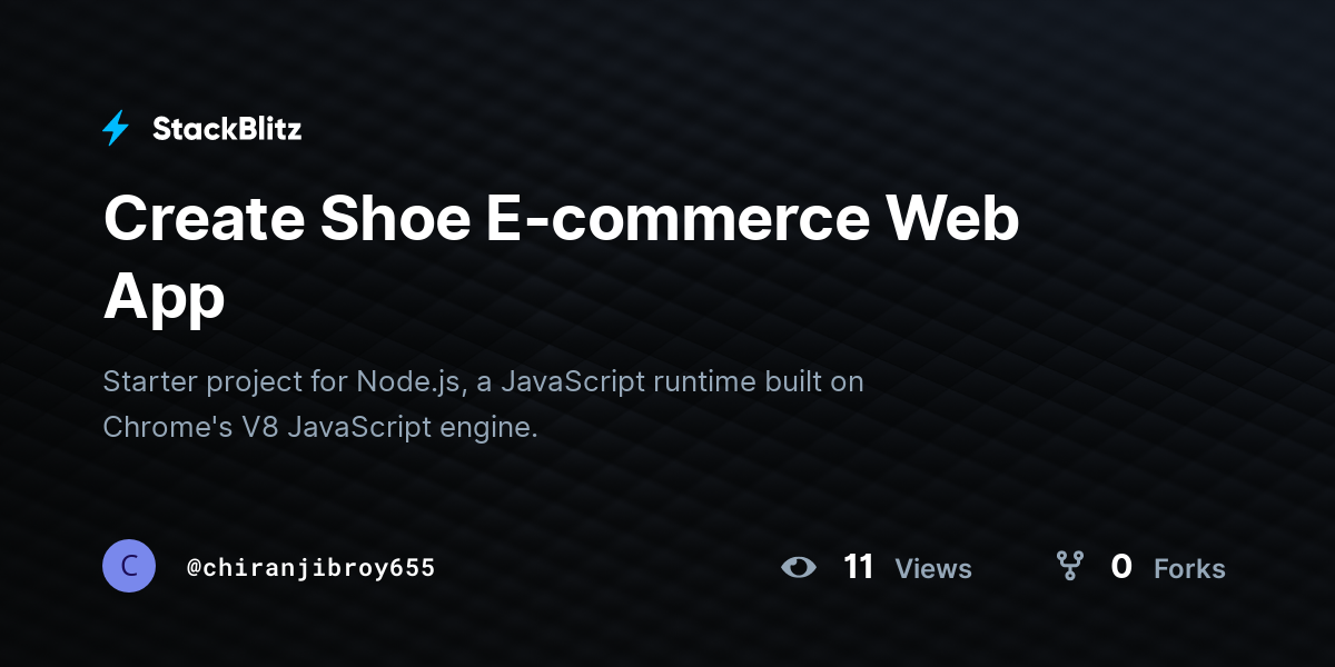 Create Shoe E-commerce Web App - StackBlitz