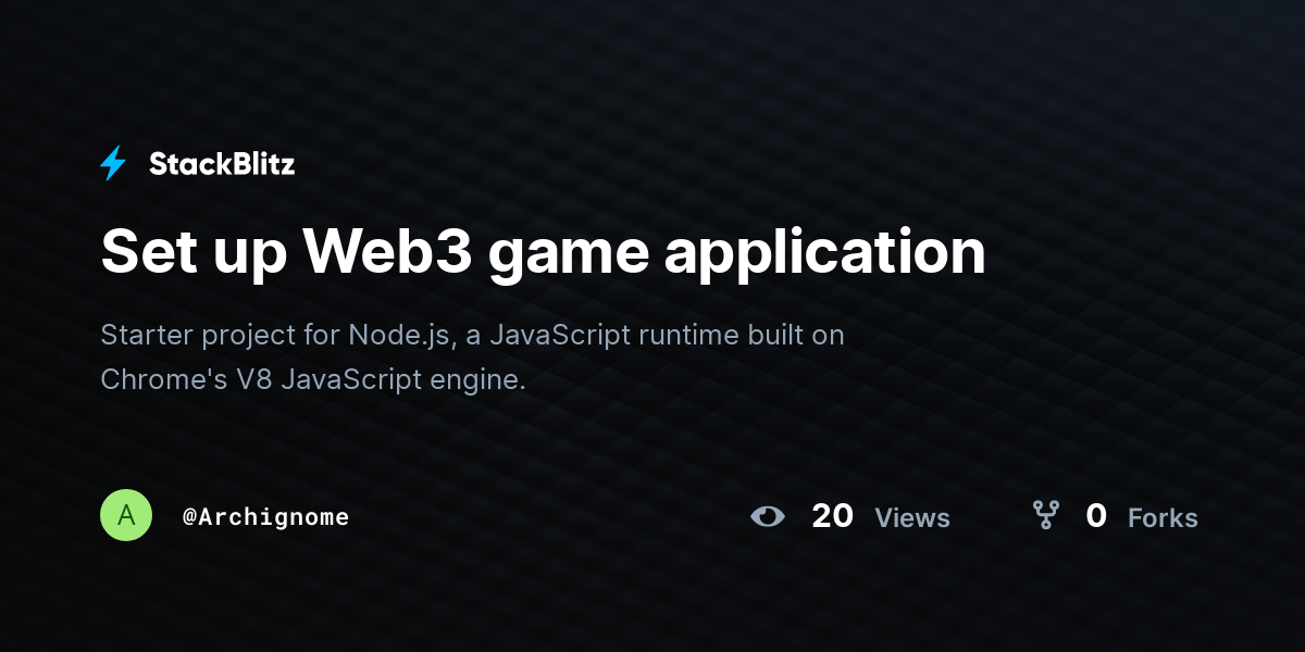 Set up Web3 game application - StackBlitz
