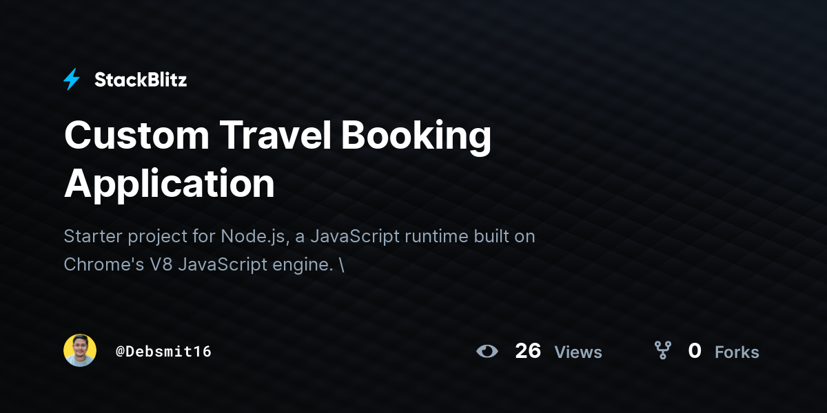 Custom Travel Booking Application - StackBlitz