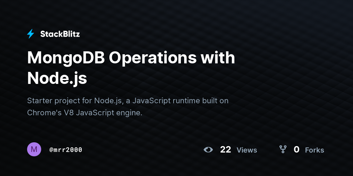 MongoDB Operations with Node.js - StackBlitz