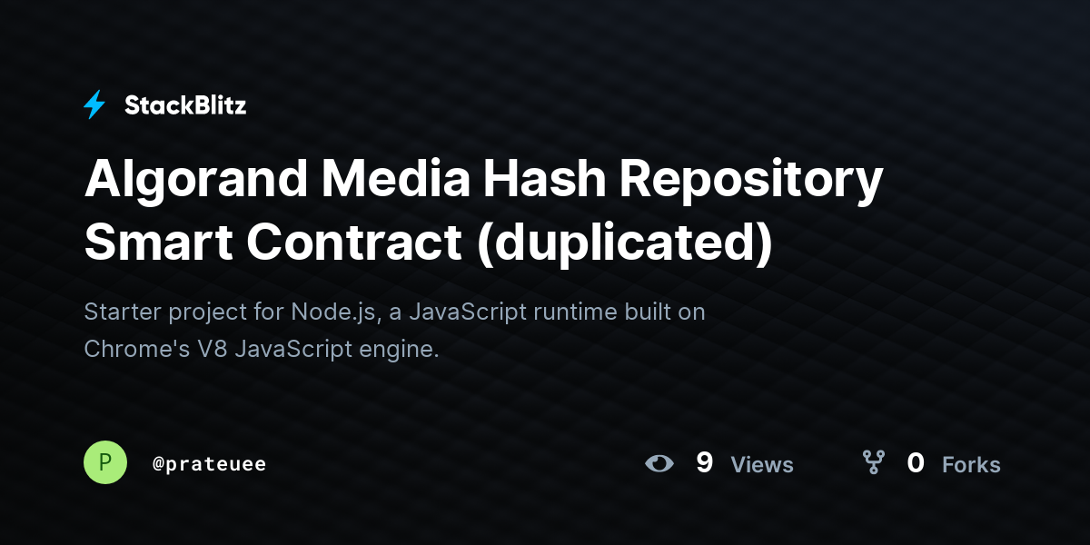 Algorand Media Hash Repository Smart Contract (duplicated) - StackBlitz