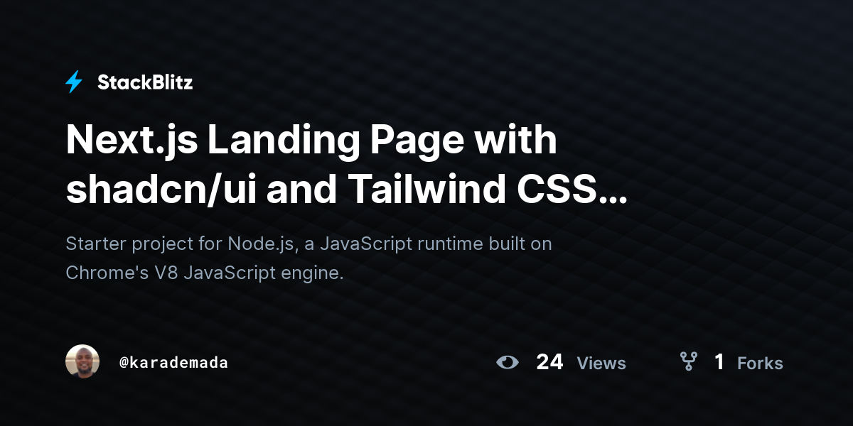 Next.js Landing Page with shadcn/ui and Tailwind CSS (forked) - StackBlitz