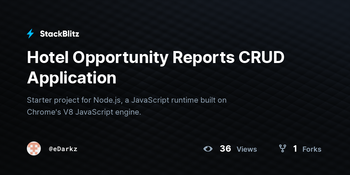 Hotel Opportunity Reports CRUD Application - StackBlitz