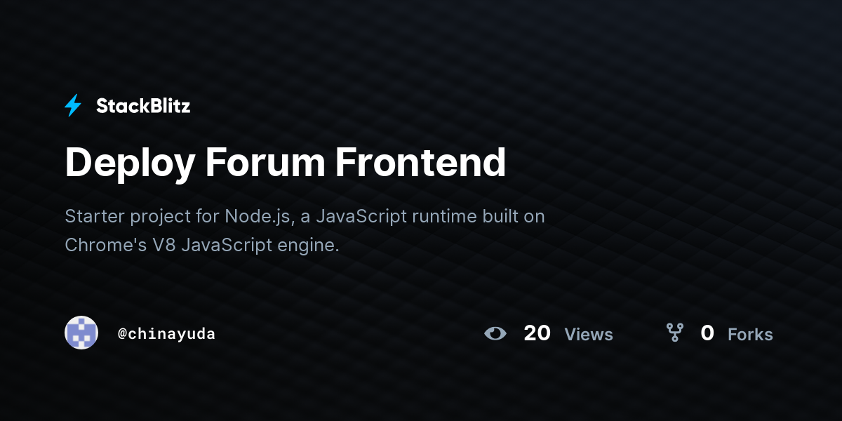 Deploy Forum Frontend - StackBlitz