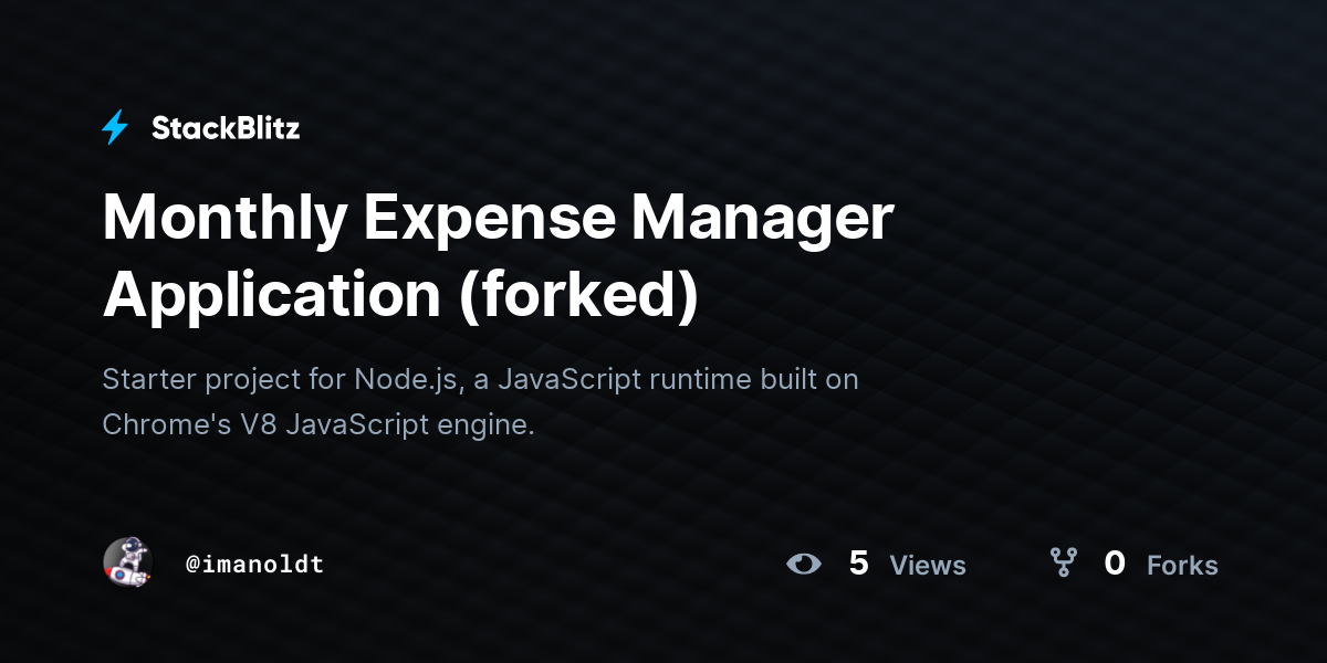 Monthly Expense Manager Application (forked) - StackBlitz