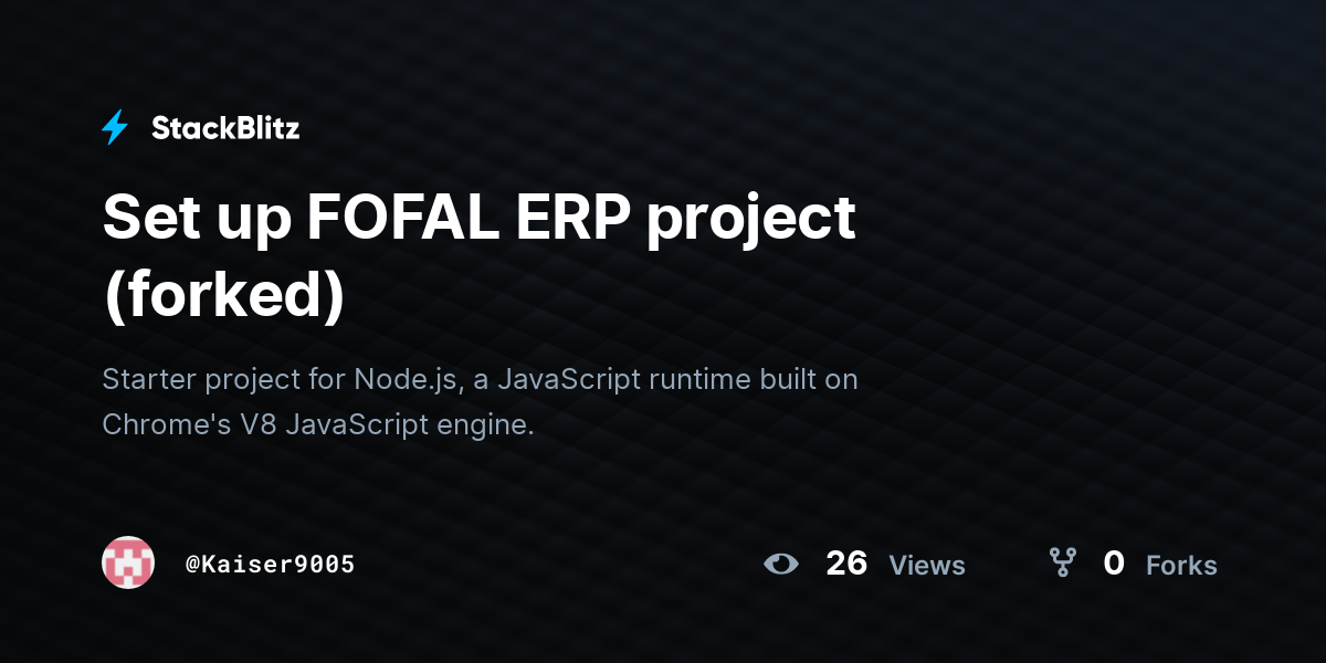 Set up FOFAL ERP project (forked) - StackBlitz