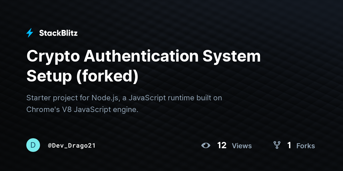 Crypto Authentication System Setup (forked) - StackBlitz