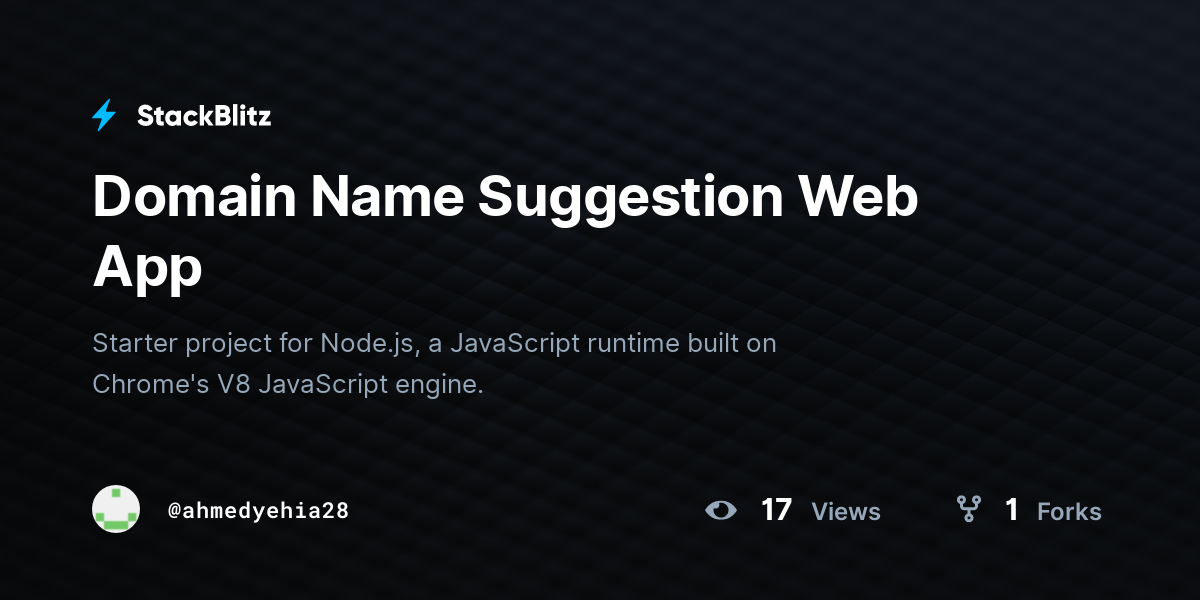 Domain Name Suggestion Web App - StackBlitz