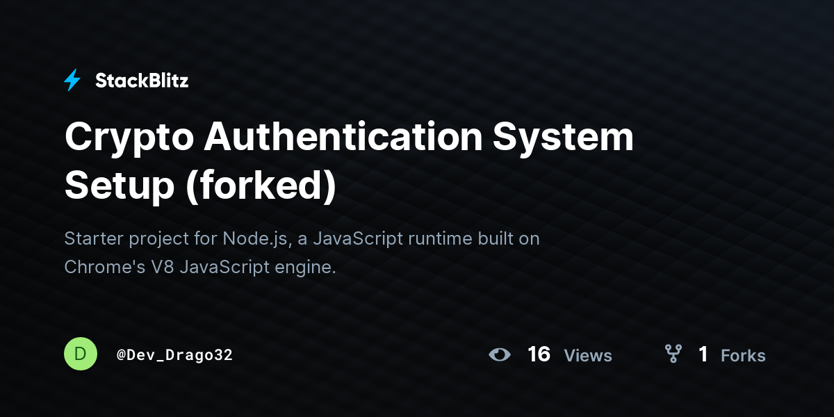 Crypto Authentication System Setup (forked) - StackBlitz