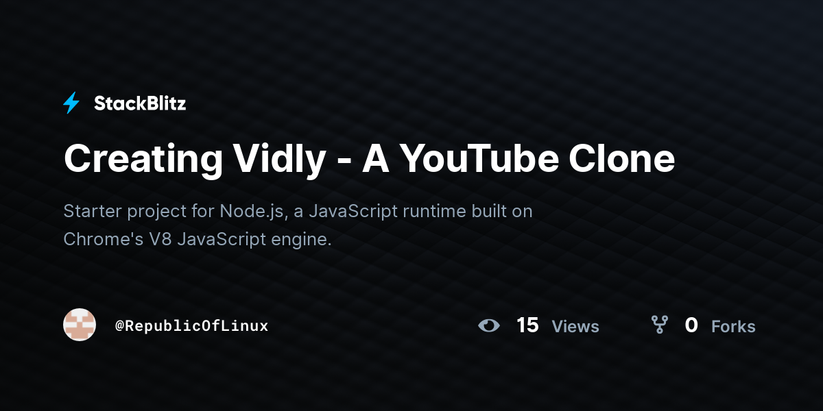 Creating Vidly - A YouTube Clone - StackBlitz
