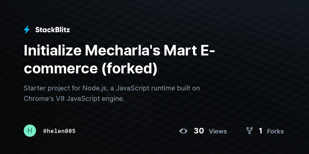 Initialize Mecharla's Mart E-commerce (forked) - StackBlitz