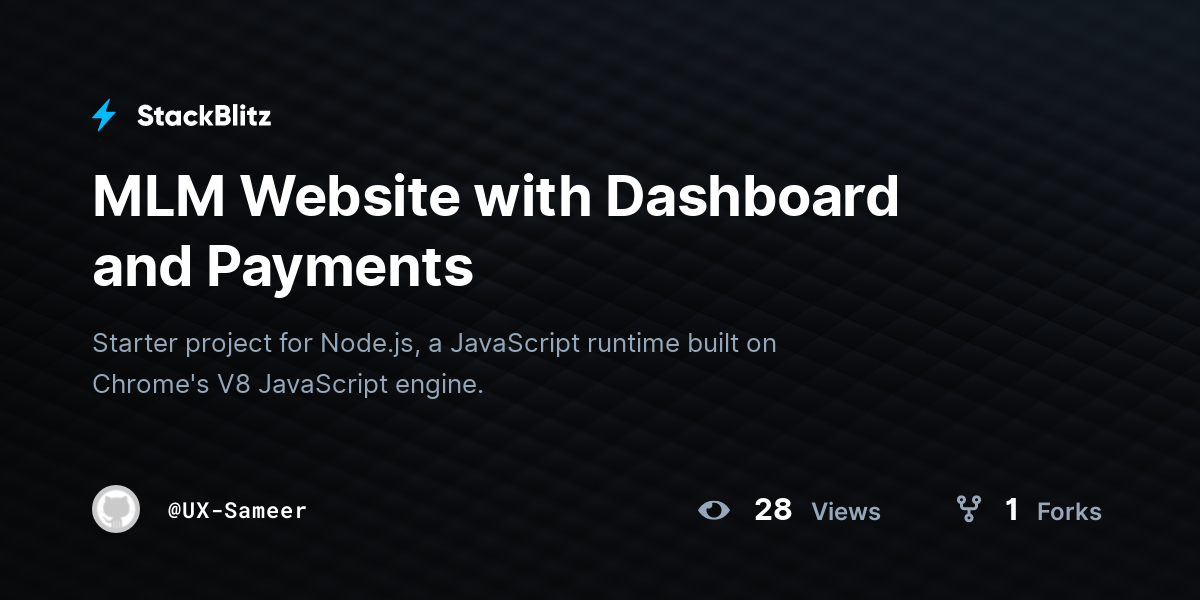 MLM Website with Dashboard and Payments - StackBlitz