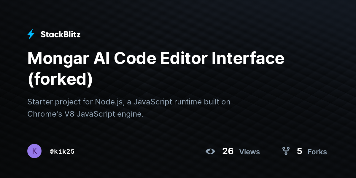 Mongar AI Code Editor Interface (forked) - StackBlitz