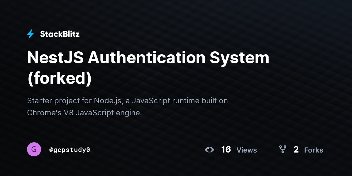 NestJS Authentication System (forked) - StackBlitz
