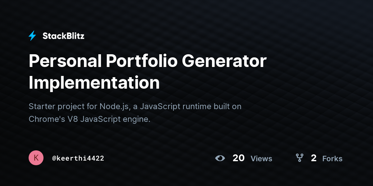 Personal Portfolio Generator Implementation - StackBlitz
