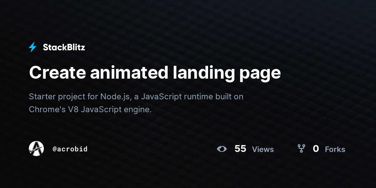 Create animated landing page - StackBlitz