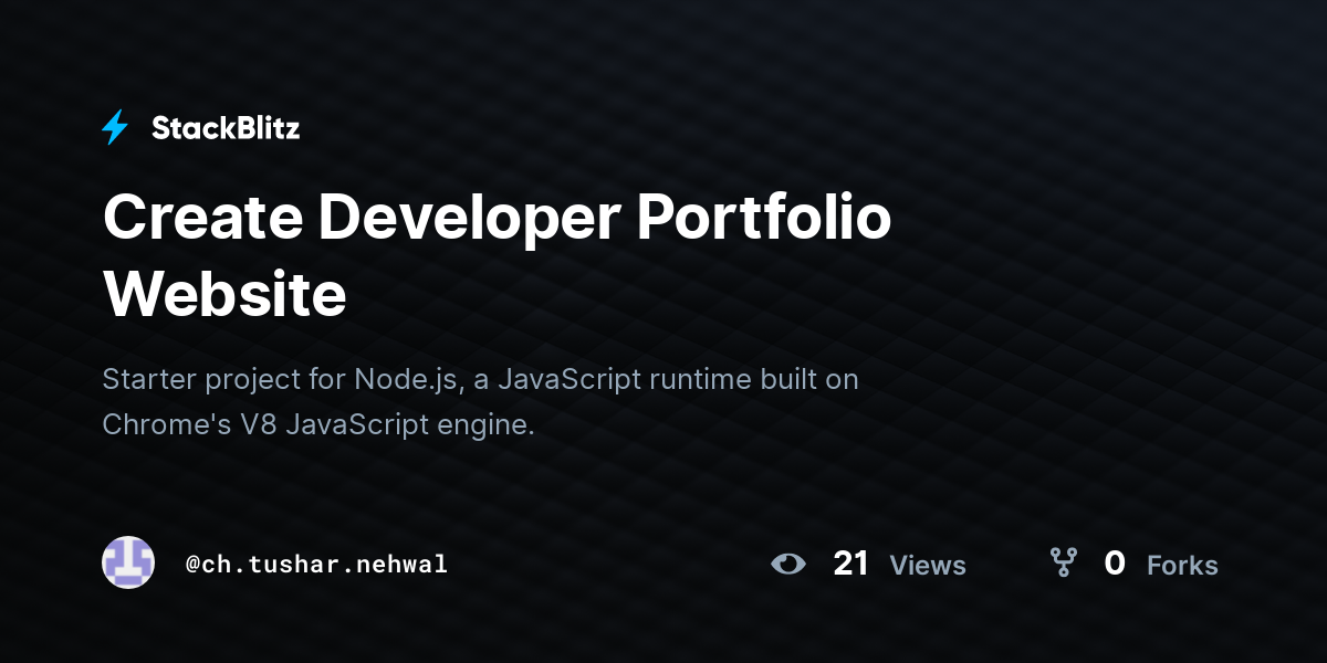 Create Developer Portfolio Website - StackBlitz