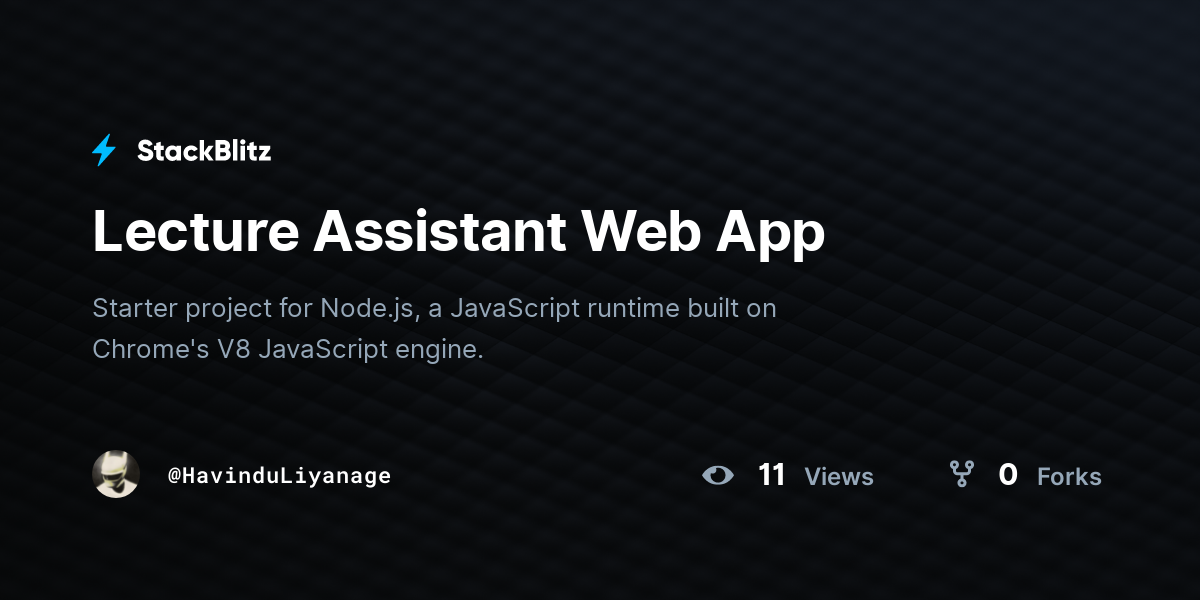 Lecture Assistant Web App - StackBlitz
