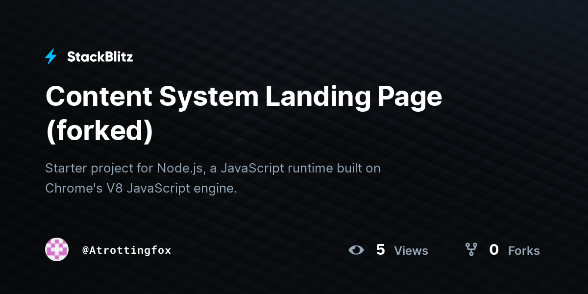 Content System Landing Page (forked) - StackBlitz