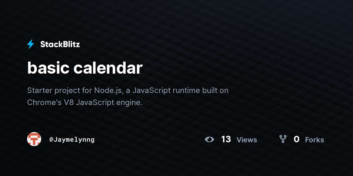basic calendar - StackBlitz