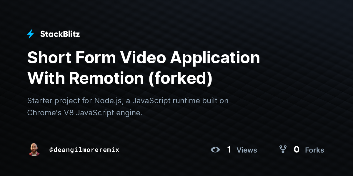 Short Form Video Application With Remotion (forked) - StackBlitz