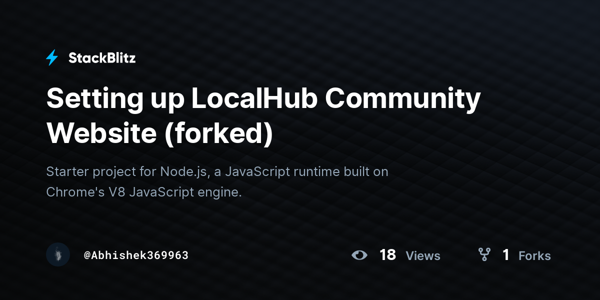 Setting up LocalHub Community Website (forked) - StackBlitz
