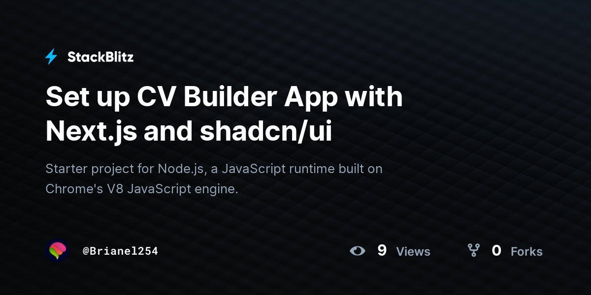Set up CV Builder App with Next.js and shadcn/ui - StackBlitz