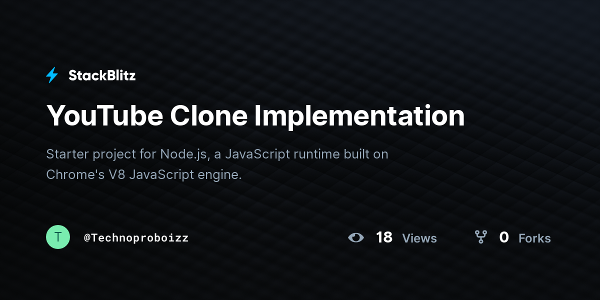 YouTube Clone Implementation - StackBlitz