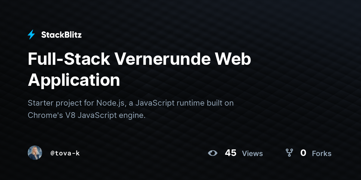 Full-Stack Vernerunde Web Application - StackBlitz