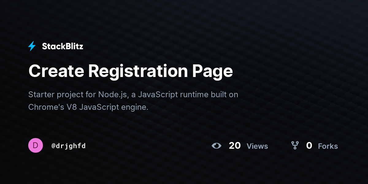 Create Registration Page - StackBlitz