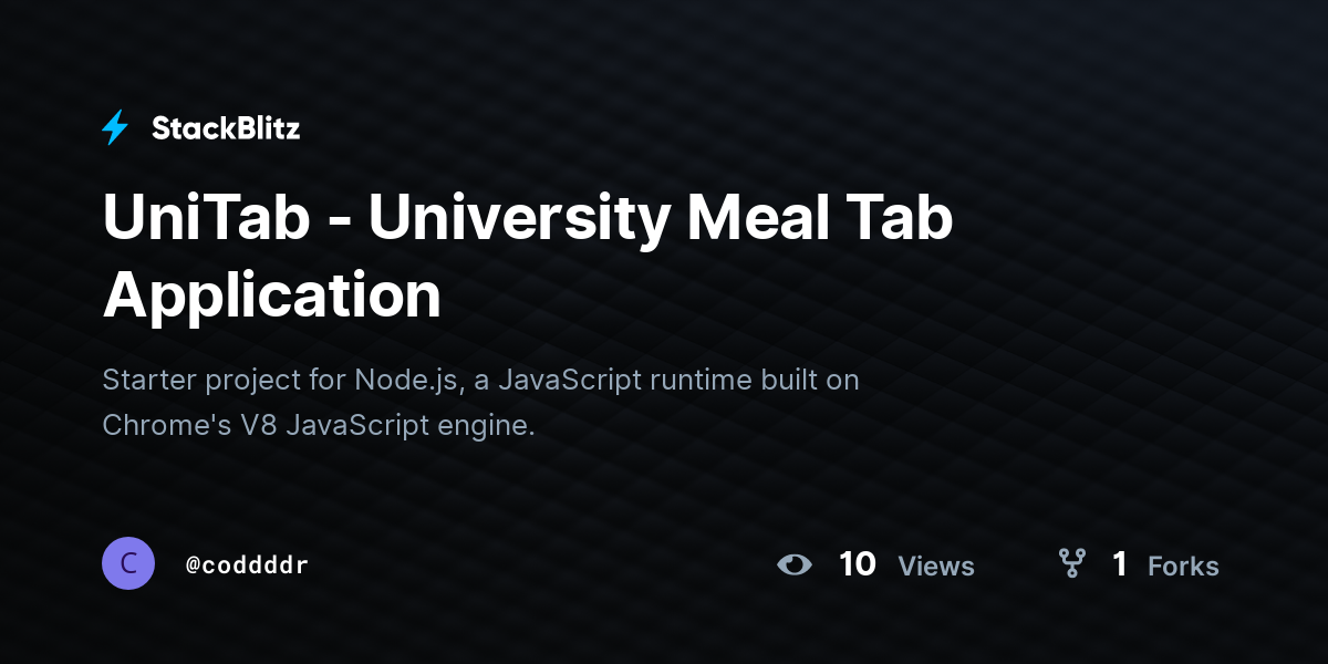 UniTab - University Meal Tab Application - StackBlitz