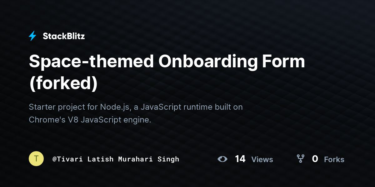 Space-themed Onboarding Form (forked) - StackBlitz