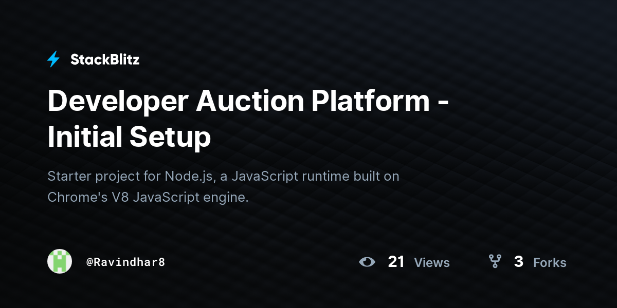 Developer Auction Platform - Initial Setup - StackBlitz