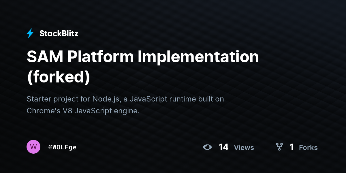 SAM Platform Implementation (forked) - StackBlitz