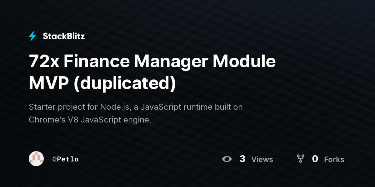 72x Finance Manager Module MVP (duplicated) - StackBlitz