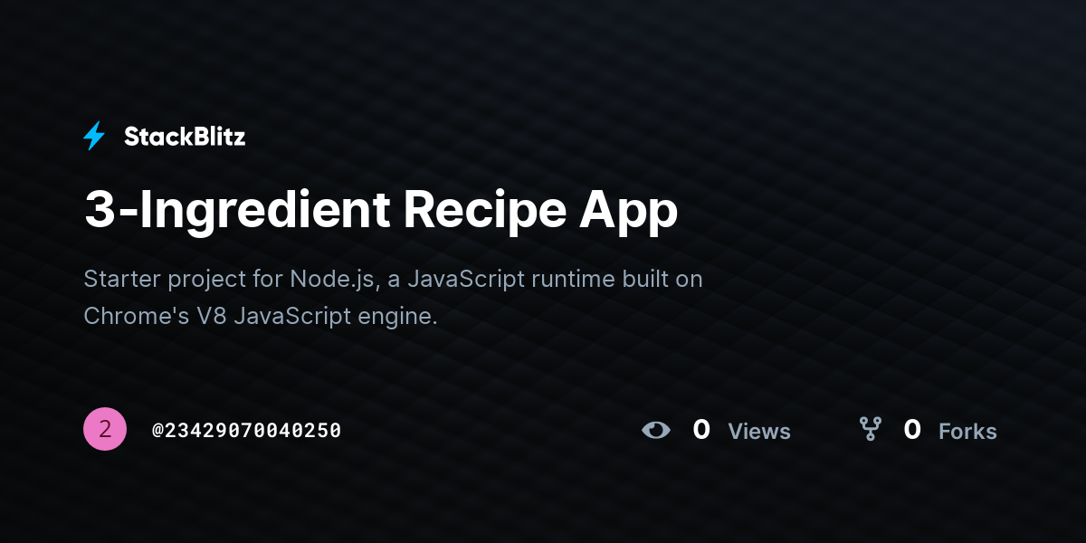 3-Ingredient Recipe App - StackBlitz