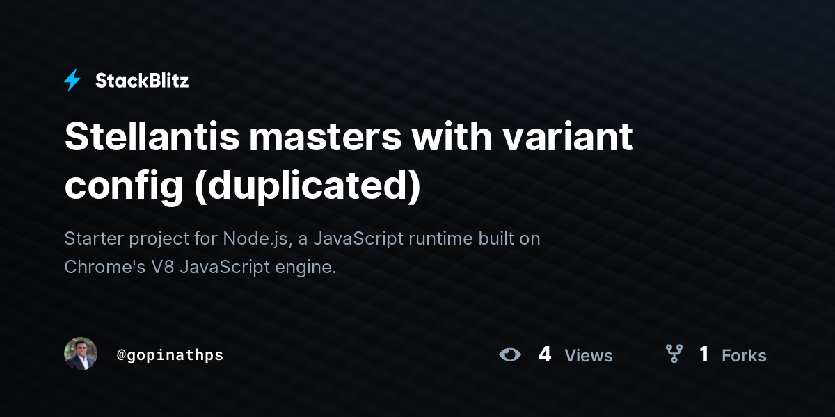 Stellantis masters with variant config (duplicated) - StackBlitz