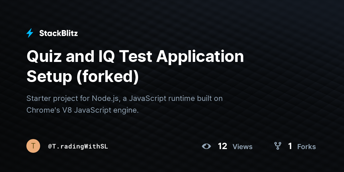 Quiz and IQ Test Application Setup (forked) - StackBlitz