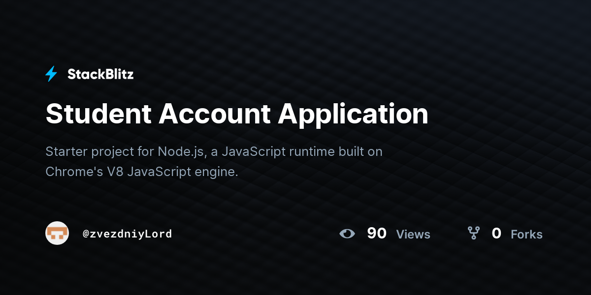 Student Account Application - StackBlitz