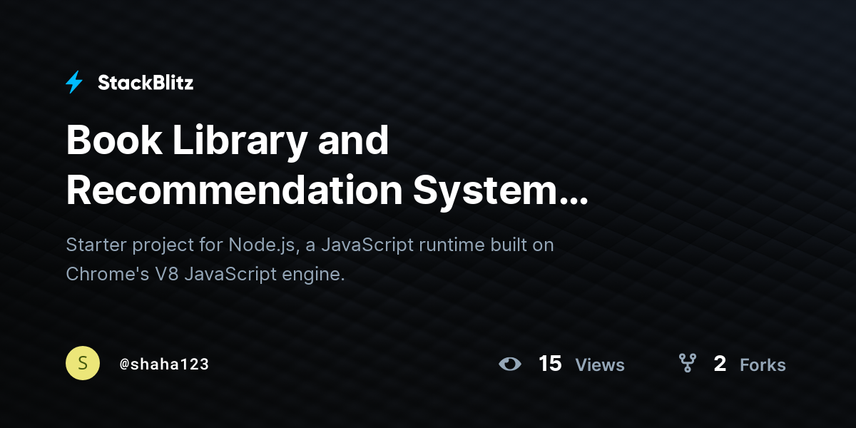 Book Library and Recommendation System (forked) - StackBlitz