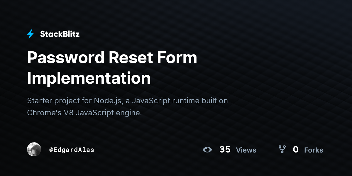 Password Reset Form Implementation - StackBlitz