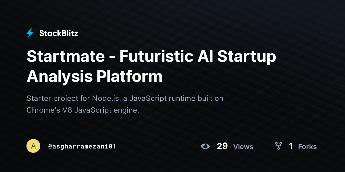 Startmate - Futuristic AI Startup Analysis Platform - StackBlitz