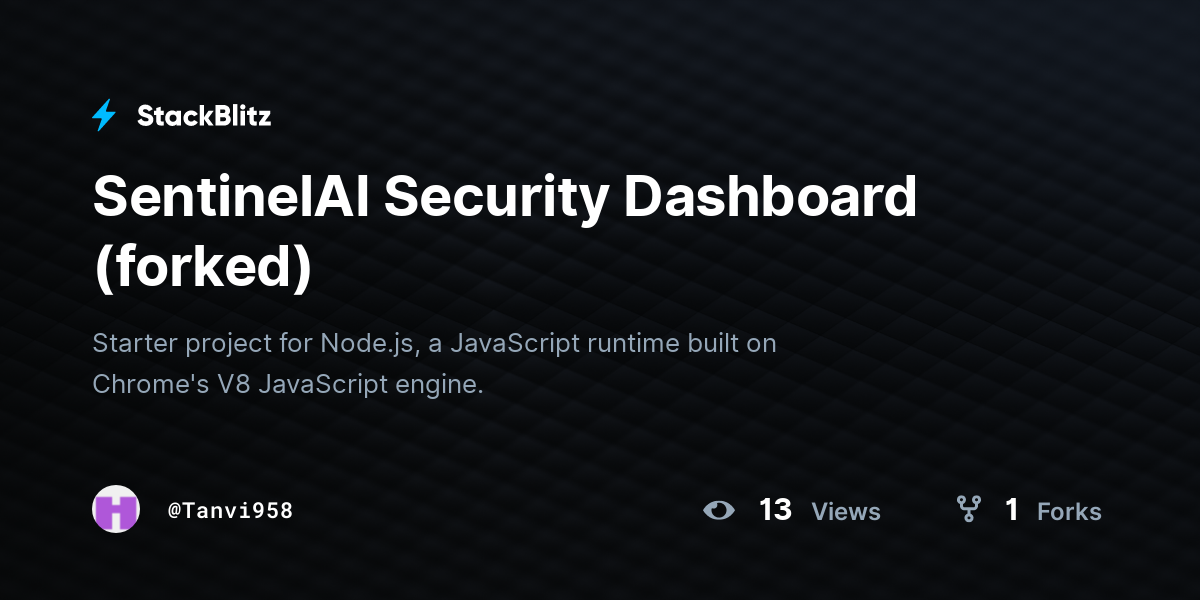 SentinelAI Security Dashboard (forked) - StackBlitz