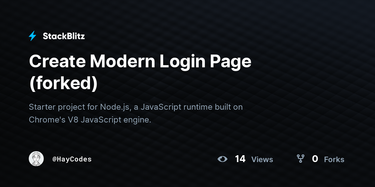 Create Modern Login Page (forked) - StackBlitz