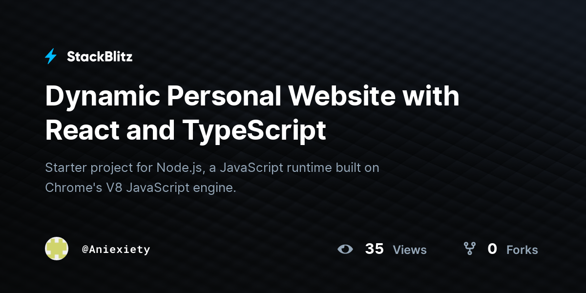 Dynamic Personal Website with React and TypeScript - StackBlitz