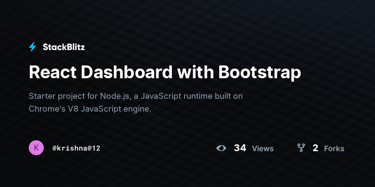 React Dashboard with Bootstrap - StackBlitz